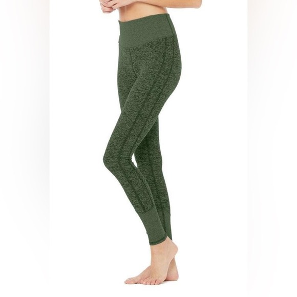 ALO Yoga Pants - Alo Yoga Alosoft Lounge Hunter Heather Green High Rise Ribbed Legging Size XS